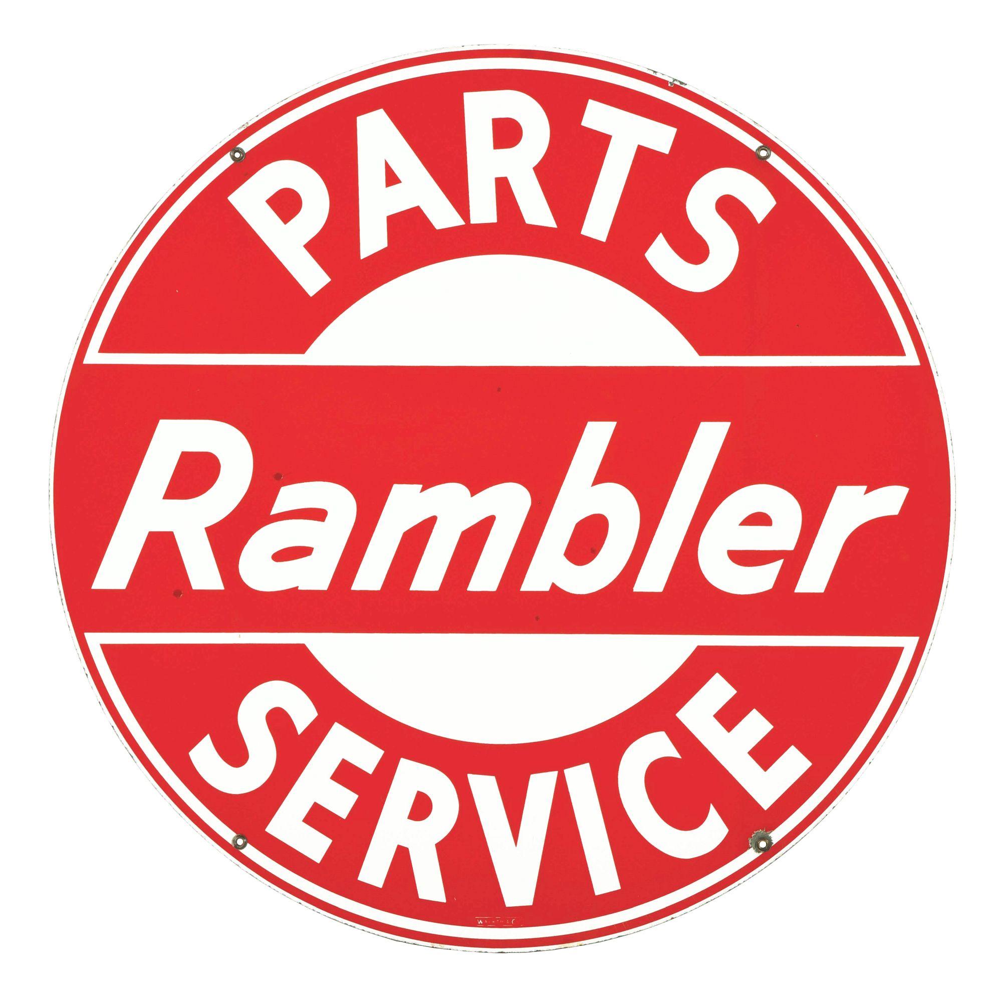 RAMBLER PARTS & SERVICE PORCELAIN SIGN.