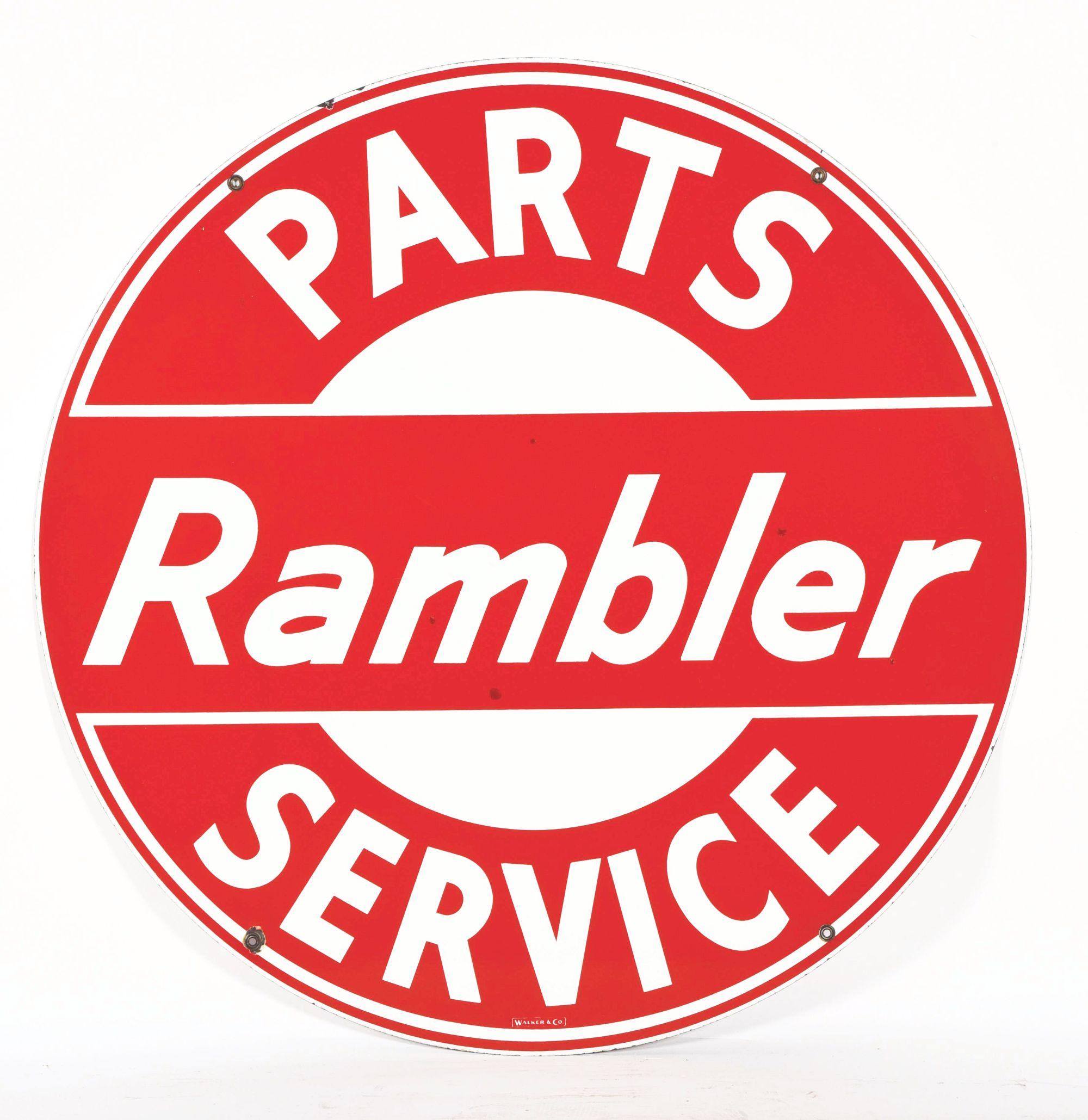 RAMBLER PARTS & SERVICE PORCELAIN SIGN.