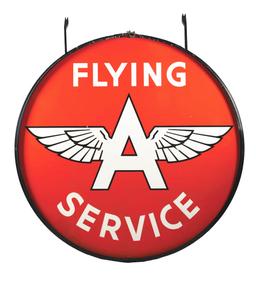 FLYING A SERVICE PORCELAIN SERVICE STATION SIGN W/ ORIGINAL RING.