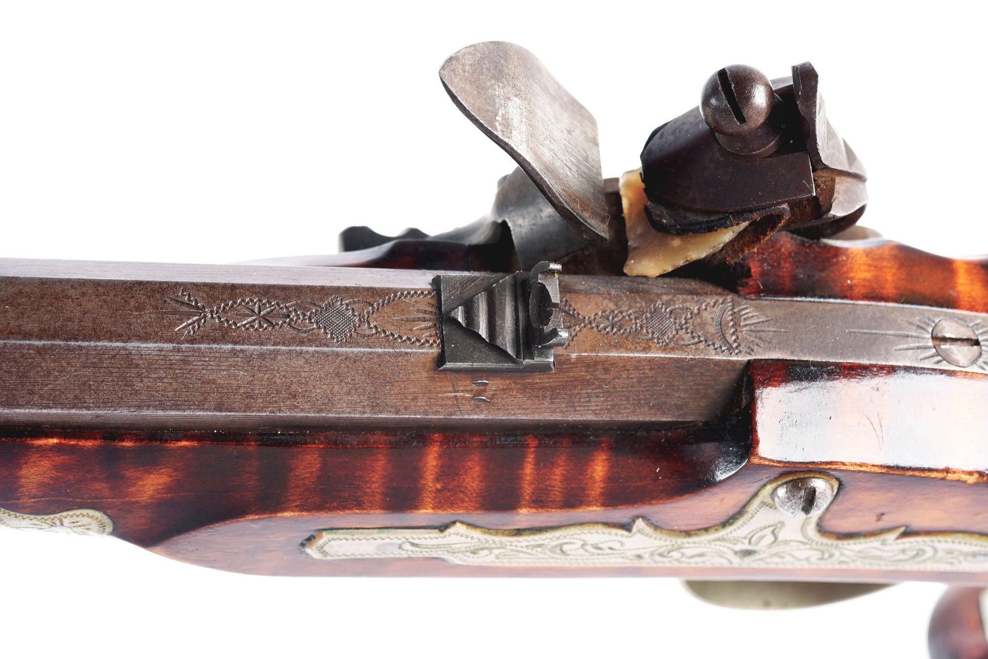 (A) CONTEMPORARY FLINTLOCK KENTUCKY PISTOL.