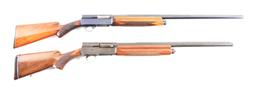 (C+M) LOT OF 2: BROWNING 16 GAUGE AND MAGNUM 12 A5 SEMI AUTOMATIC SHOTGUNS.