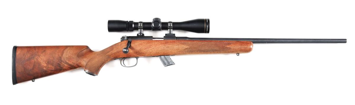(M) KIMBER CLASSIC .22 LR BOLT ACTION RIFLE WITH LEUPOLD SCOPE.