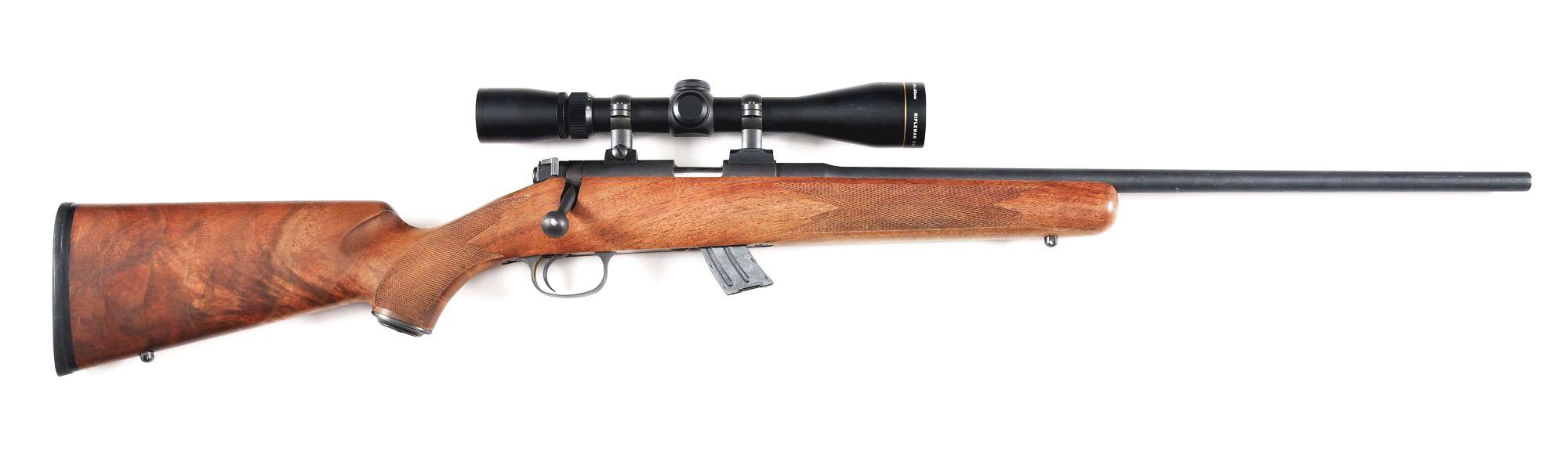 (M) KIMBER CLASSIC .22 LR BOLT ACTION RIFLE WITH LEUPOLD SCOPE.