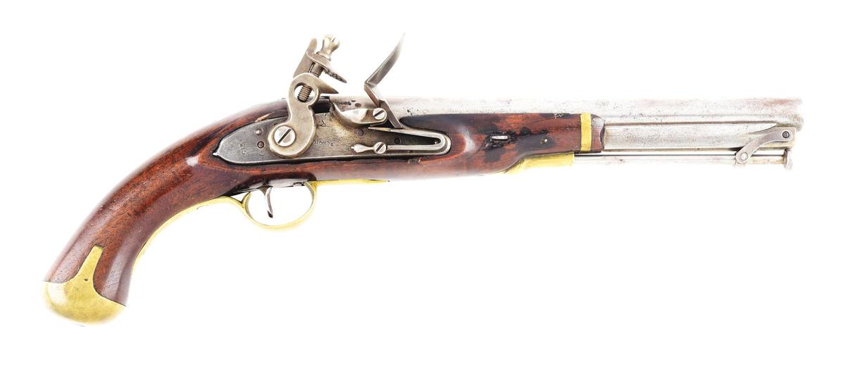 (A) RARE VIRGINIA MANUFACTORY SECOND MODEL FLINTLOCK MARTIAL PISTOL DATED 1815.