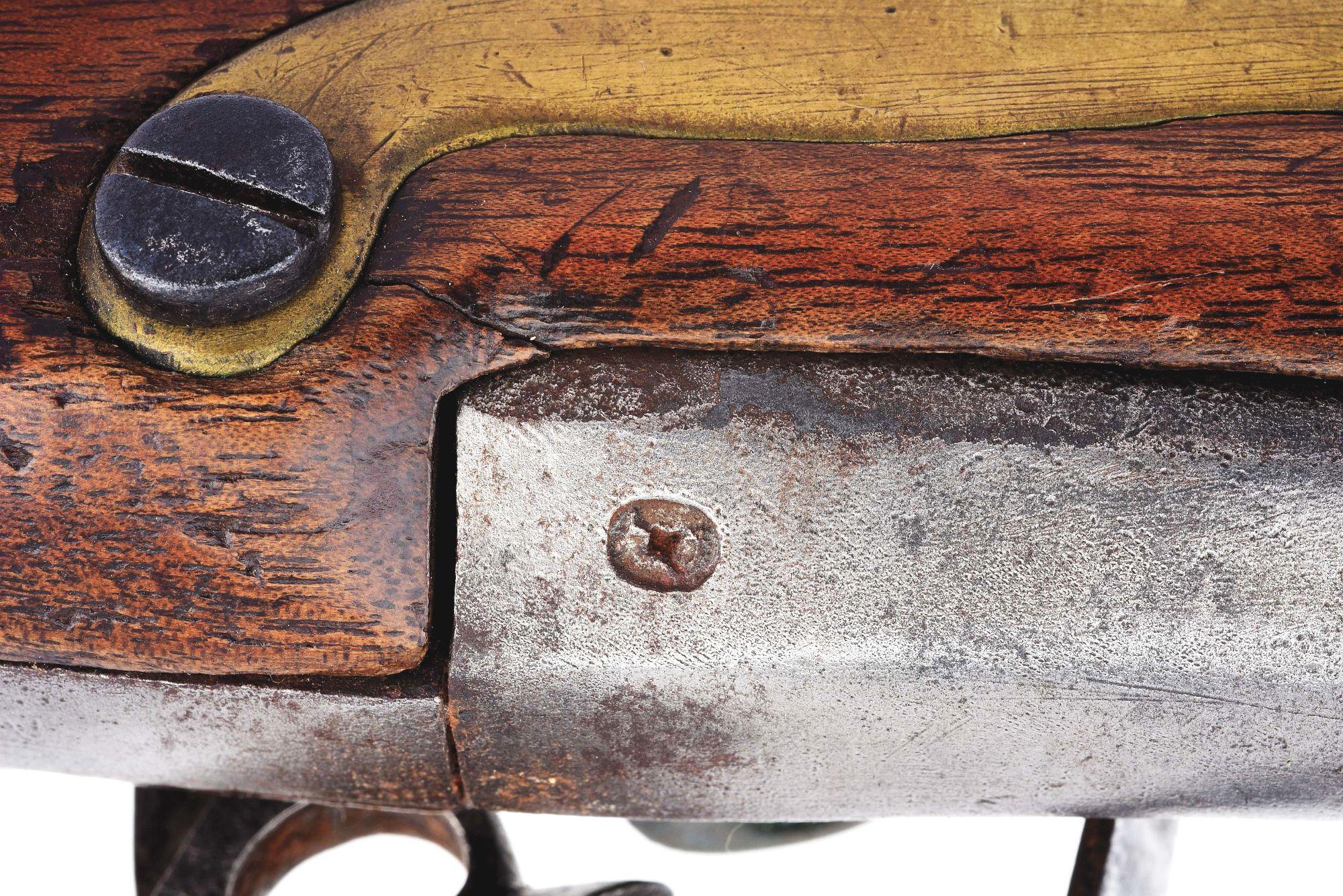 (A) RARE EVANS 1814 FLINTLOCK MILITIA CONTRACT PISTOL.