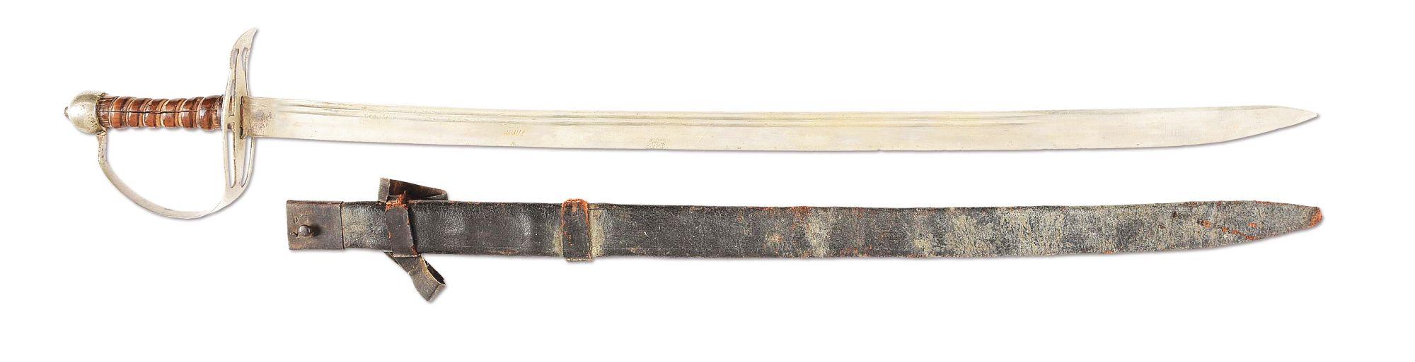 AMERICAN HORSEMAN SABER, CIRCA 1775-1790, WITH SCABBARD.