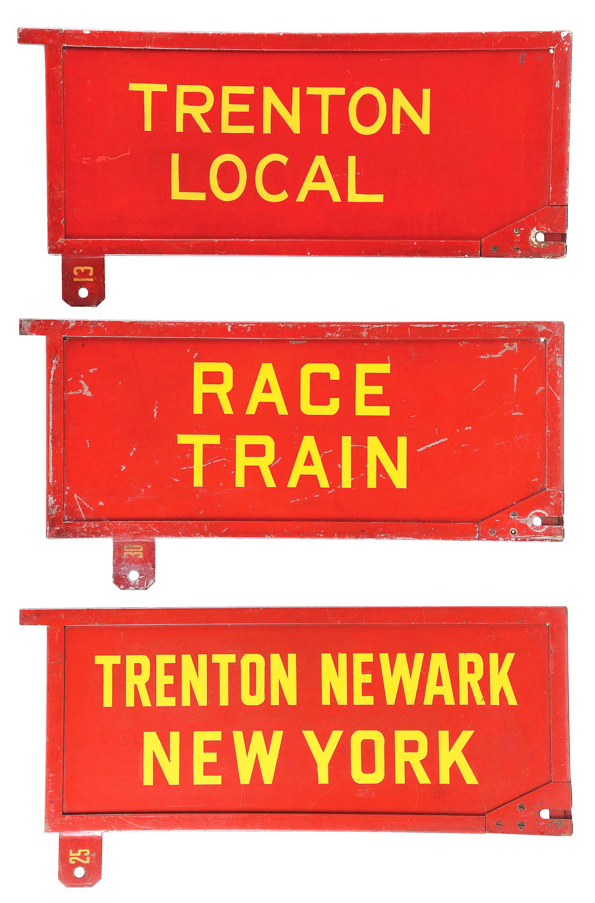 LOT OF 3: TRAIN STOP IDENTIFIER SIGNS.