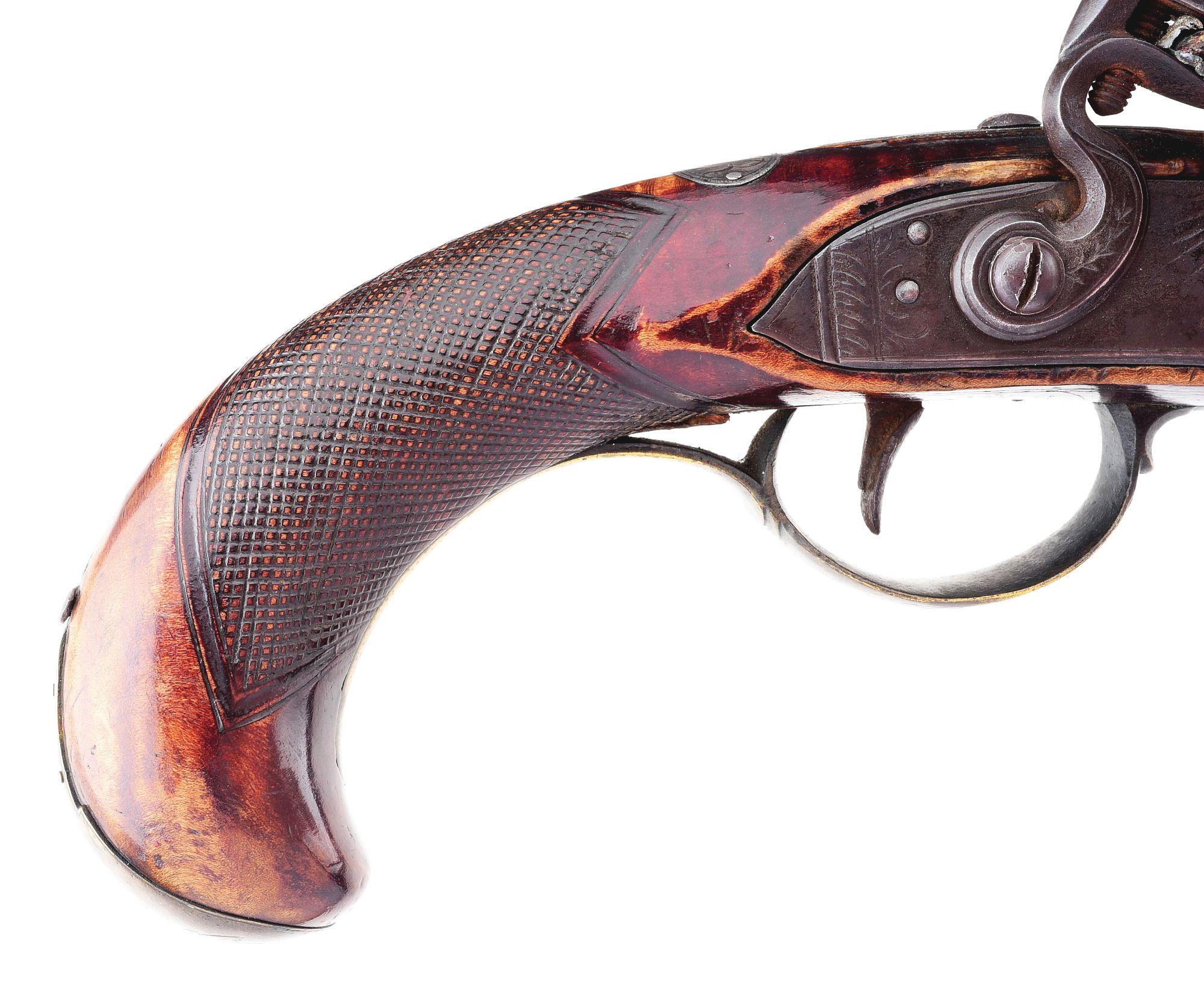 (A) FINE UNTOUCHED FLINTLOCK KENTUCKY PISTOL ATTRIBUTED TO JOHN RUPP.