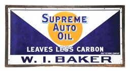 RARE & OUTSTANDING GULF SUPREME AUTO OIL PORCELAIN SERVICE STATION SIGN W/ ORIGINAL WOOD FRAME FOR W