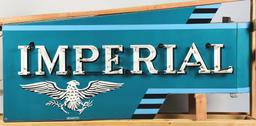 RARE & OUTSTANDING IMPERIAL AUTOMOBILES PORCELAIN & NEON DEALERSHIP SIGN W/ BULLNOSE ATTACHMENT.