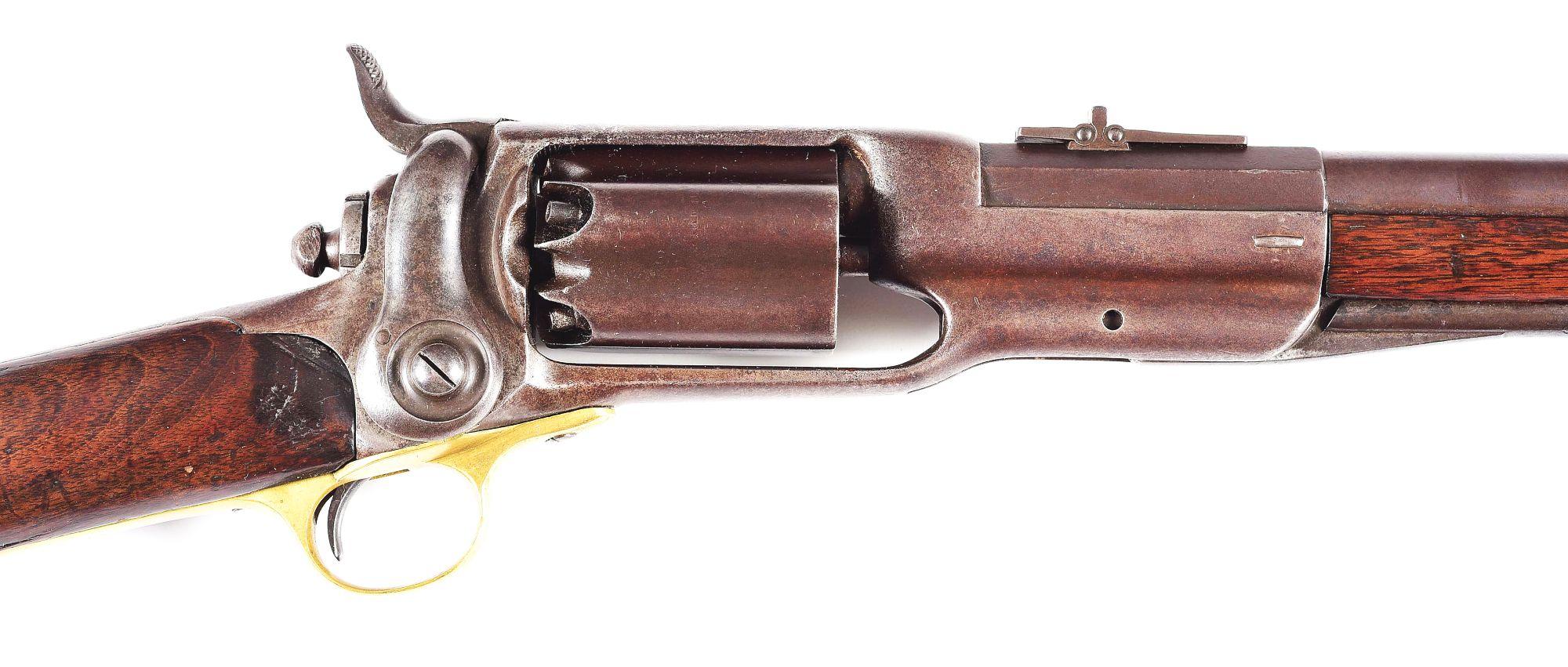 (A) COLT 1855 FULL STOCK SPORTING PERCUSSION REVOLVING RIFLE.