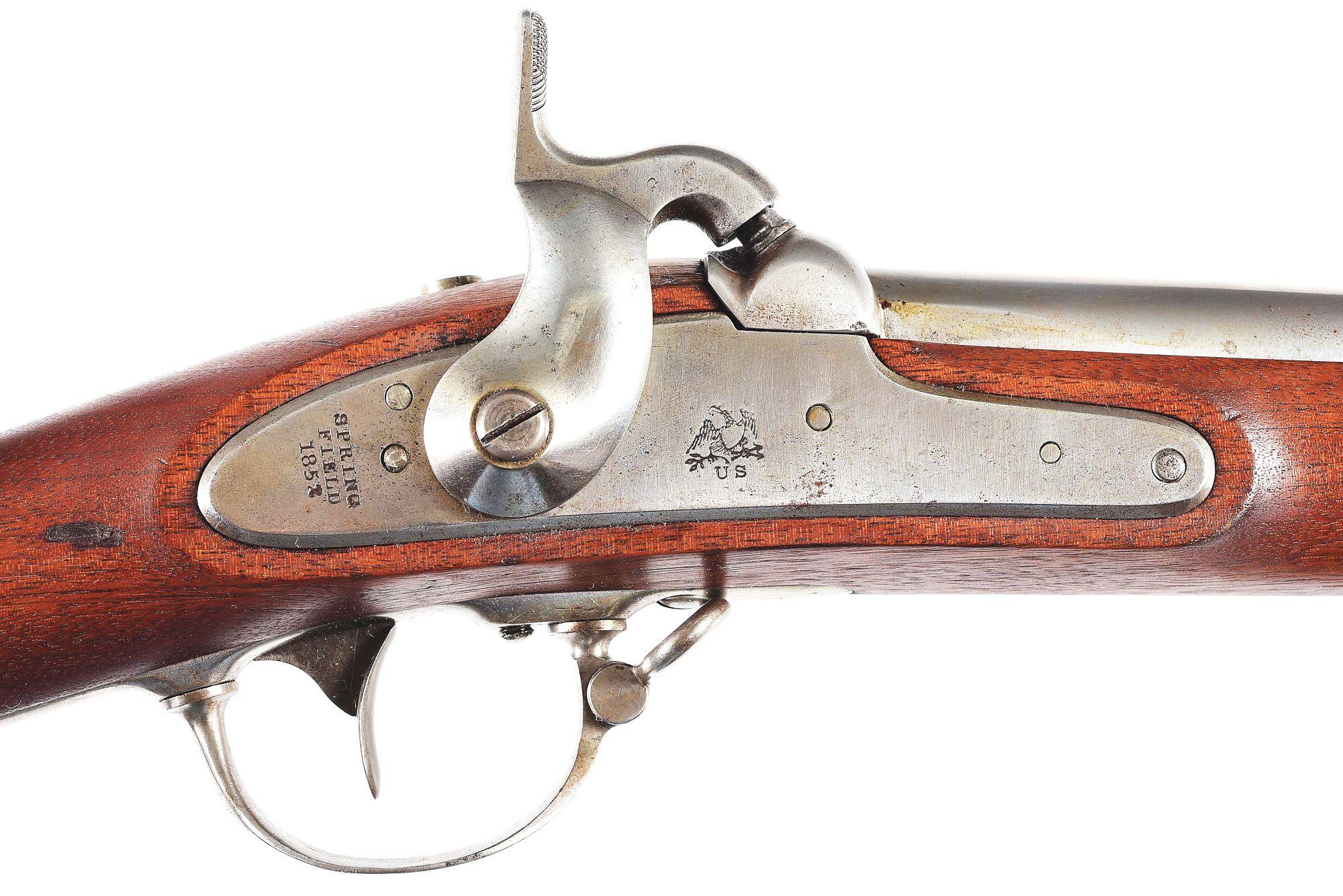 (A) US SPRINGFIELD M1842 PERCUSSION MUSKET DATED 1852.