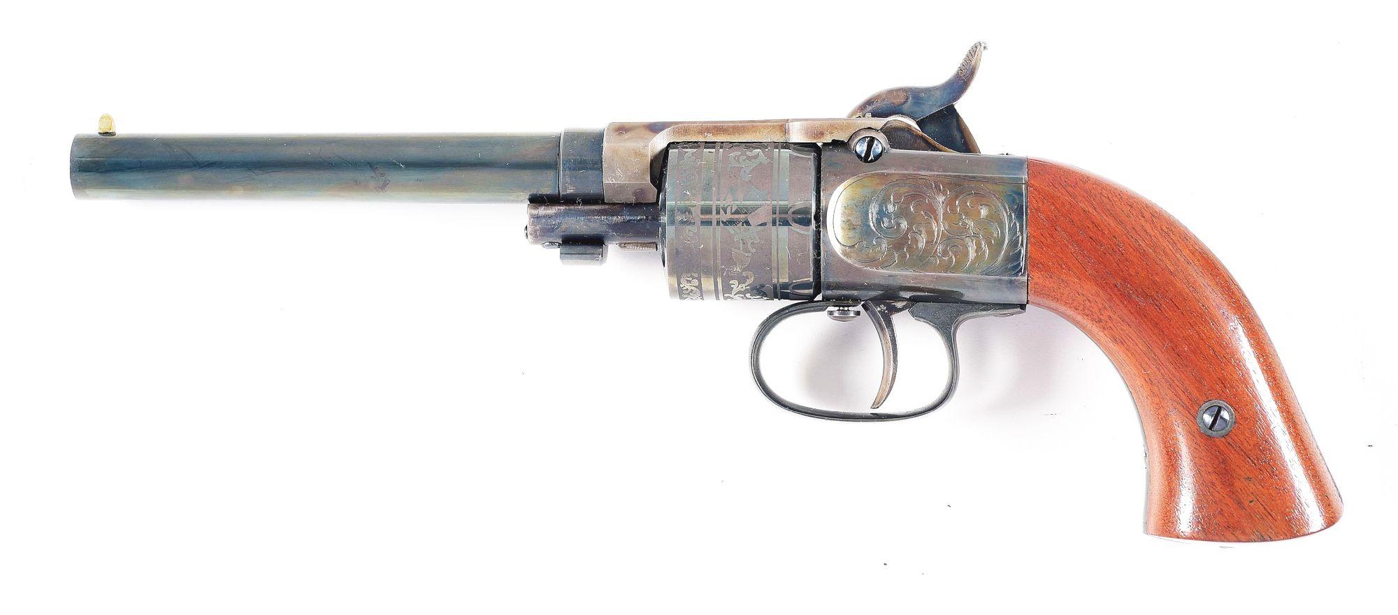 (A) EXTREMELY FINE MASSACHUSETTS ARMS COMPANY MAYNARD PERCUSSION BELT REVOLVER IN CASE WITH ACCOUTRE