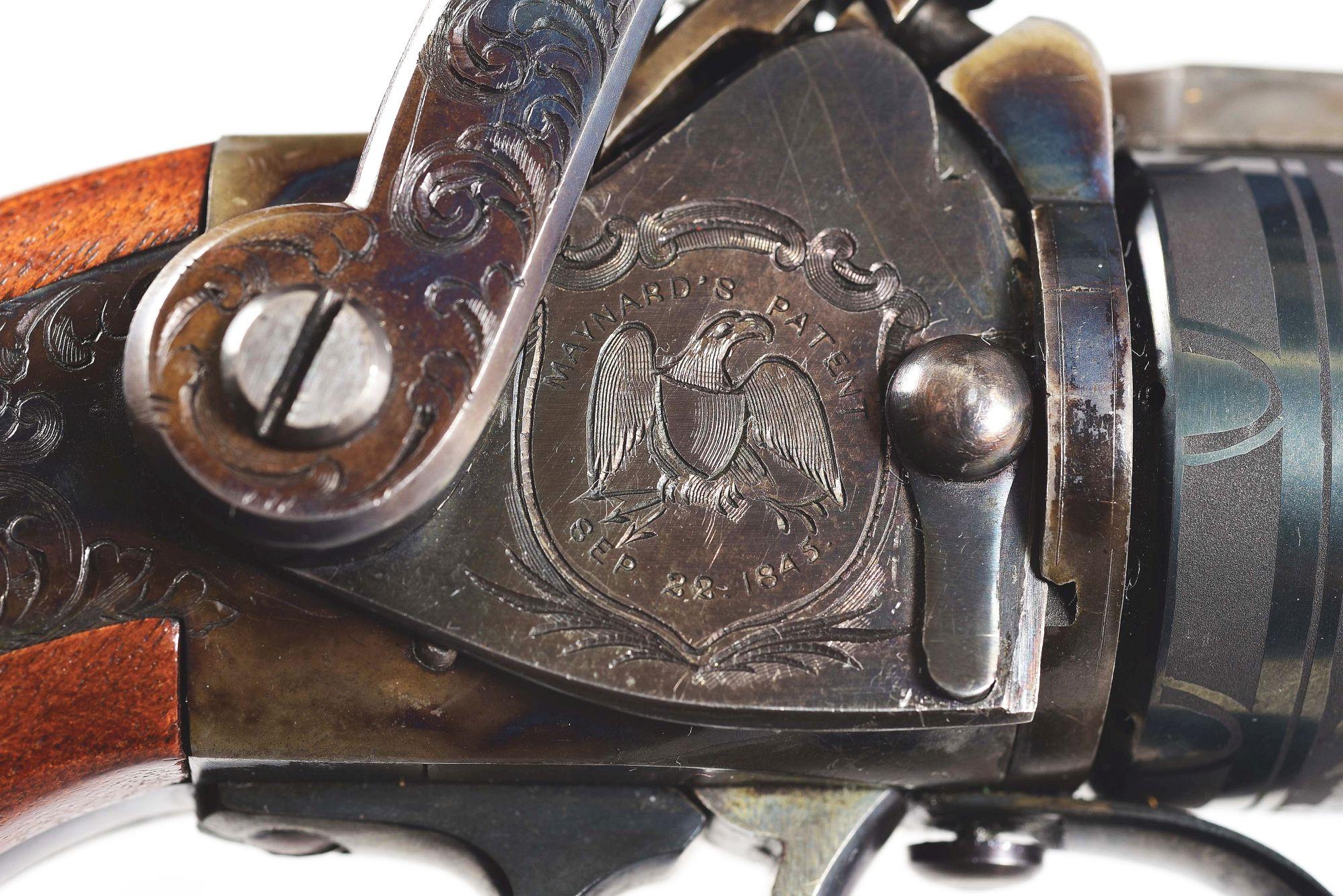 (A) EXTREMELY FINE MASSACHUSETTS ARMS COMPANY MAYNARD PERCUSSION BELT REVOLVER IN CASE WITH ACCOUTRE