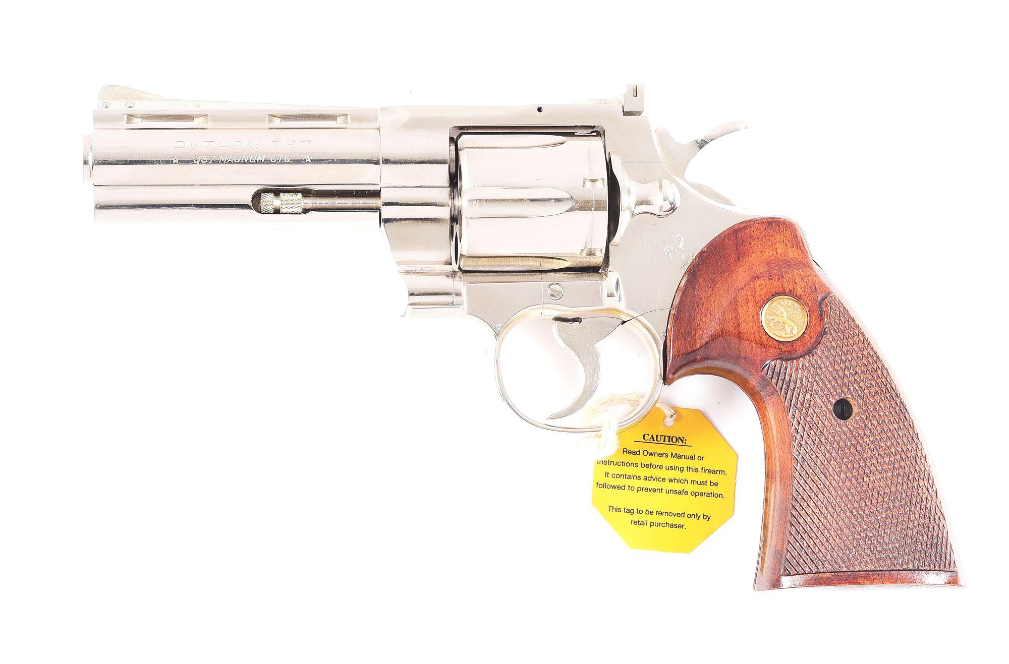 (C) BOXED NICKEL FINISHED COLT PYTHON .357 MAGNUM DOUBLE ACTION REVOLVER (1968).