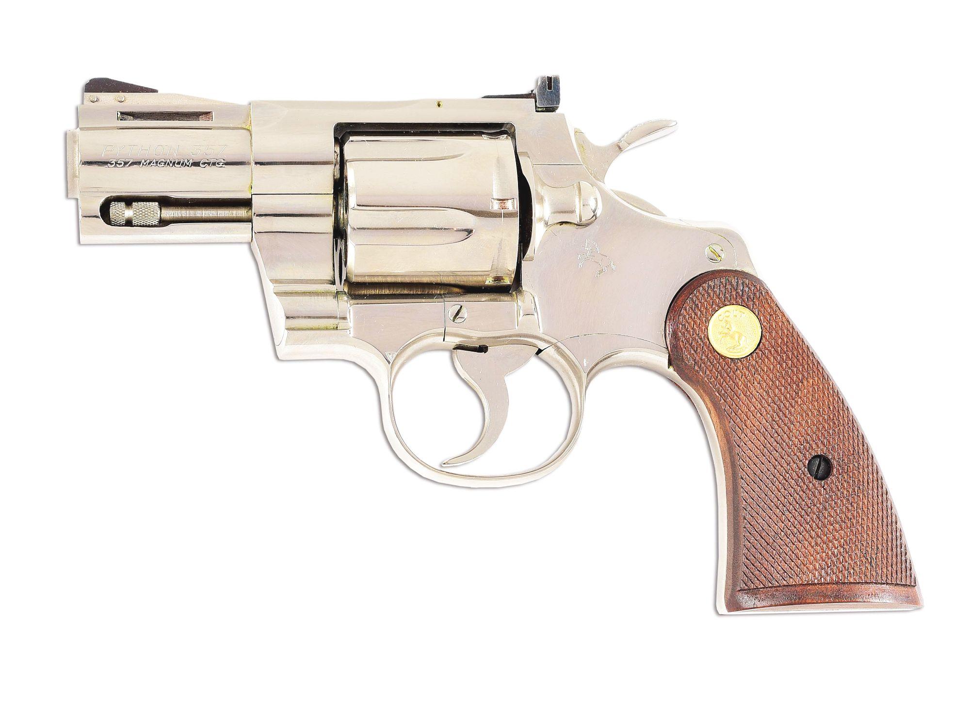 (M) NICKEL FINISH COLT PYTHON REVOLVER IN BOX.