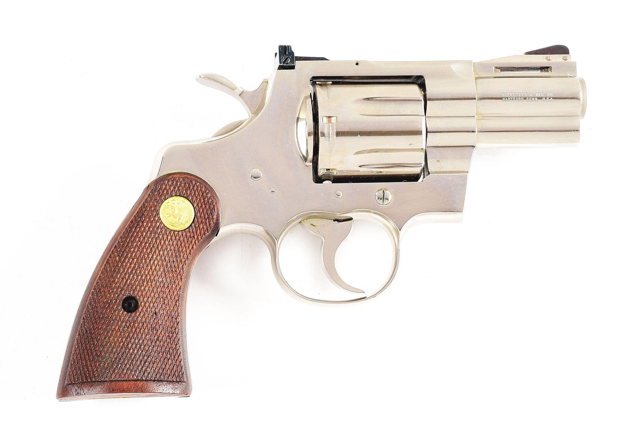 (M) NICKEL FINISH COLT PYTHON REVOLVER IN BOX.