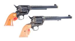 (M) PAIR OF SPECIAL ORDER LKE NEW COLT SINGLE ACTION ARMY REVOLVERS ENGRAVED BY MASTER ENGRAVER BEN