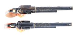 (M) PAIR OF SPECIAL ORDER LKE NEW COLT SINGLE ACTION ARMY REVOLVERS ENGRAVED BY MASTER ENGRAVER BEN