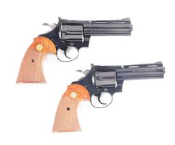 (M) LOT OF 2: CASED PAIR OF COLT DIAMONDBACK DOUBLE ACTION REVOLVERS.