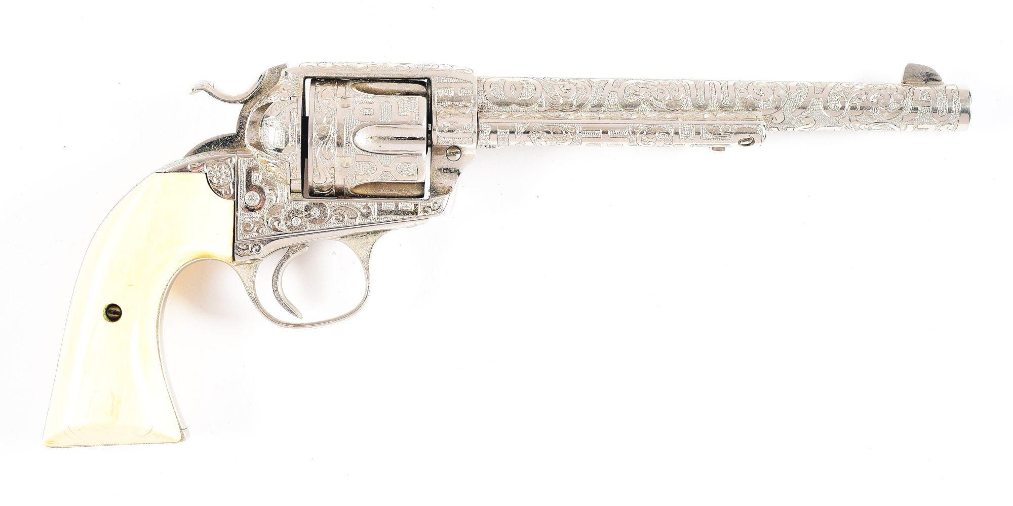 (C) CATTLEBRAND ENGRAVED COLT BISLEY SINGLE ACTION REVOLVER (1906).