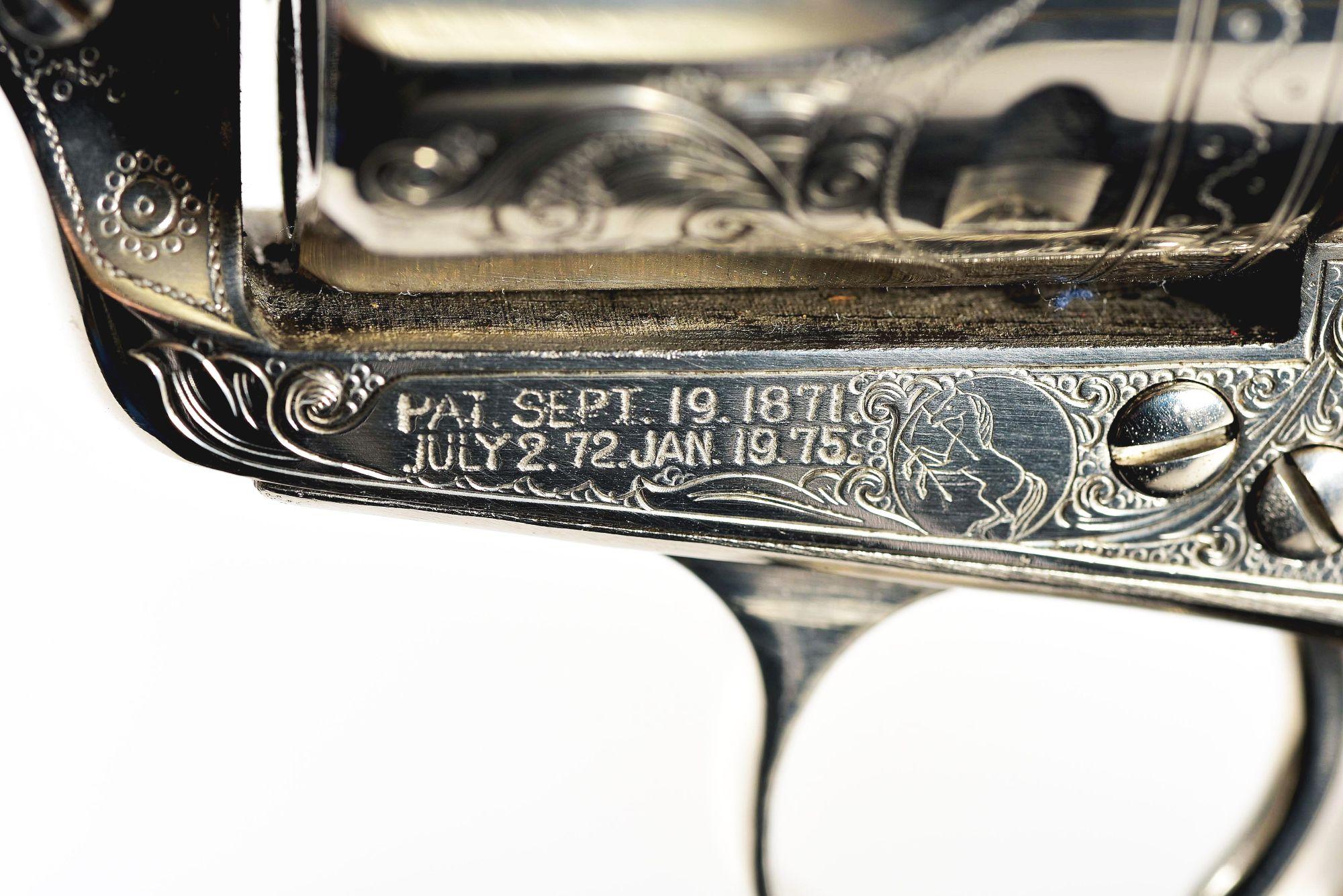 (C) ATTRACTIVE CUSTOM ENGRAVED & NICKEL PLATED COLT SINGLE ACTION ARMY REVOLVER (1901).