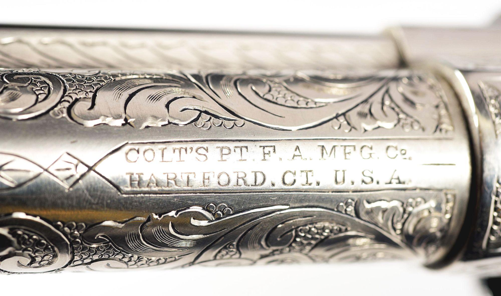 (C) NICKEL PLATED COLT SINGLE ACTION ARMY REVOLVER ENGRAVED BY D.W. HARRIS (1904)