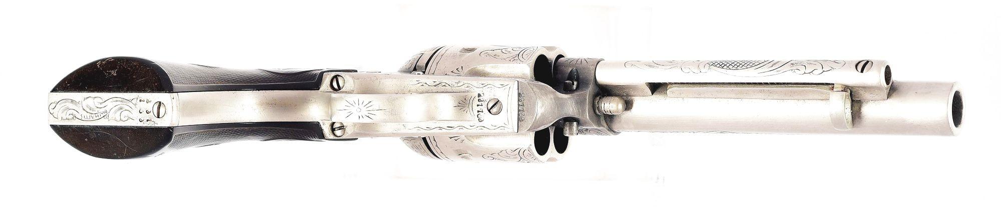 (C) NICKEL PLATED COLT SINGLE ACTION ARMY REVOLVER ENGRAVED BY D.W. HARRIS.