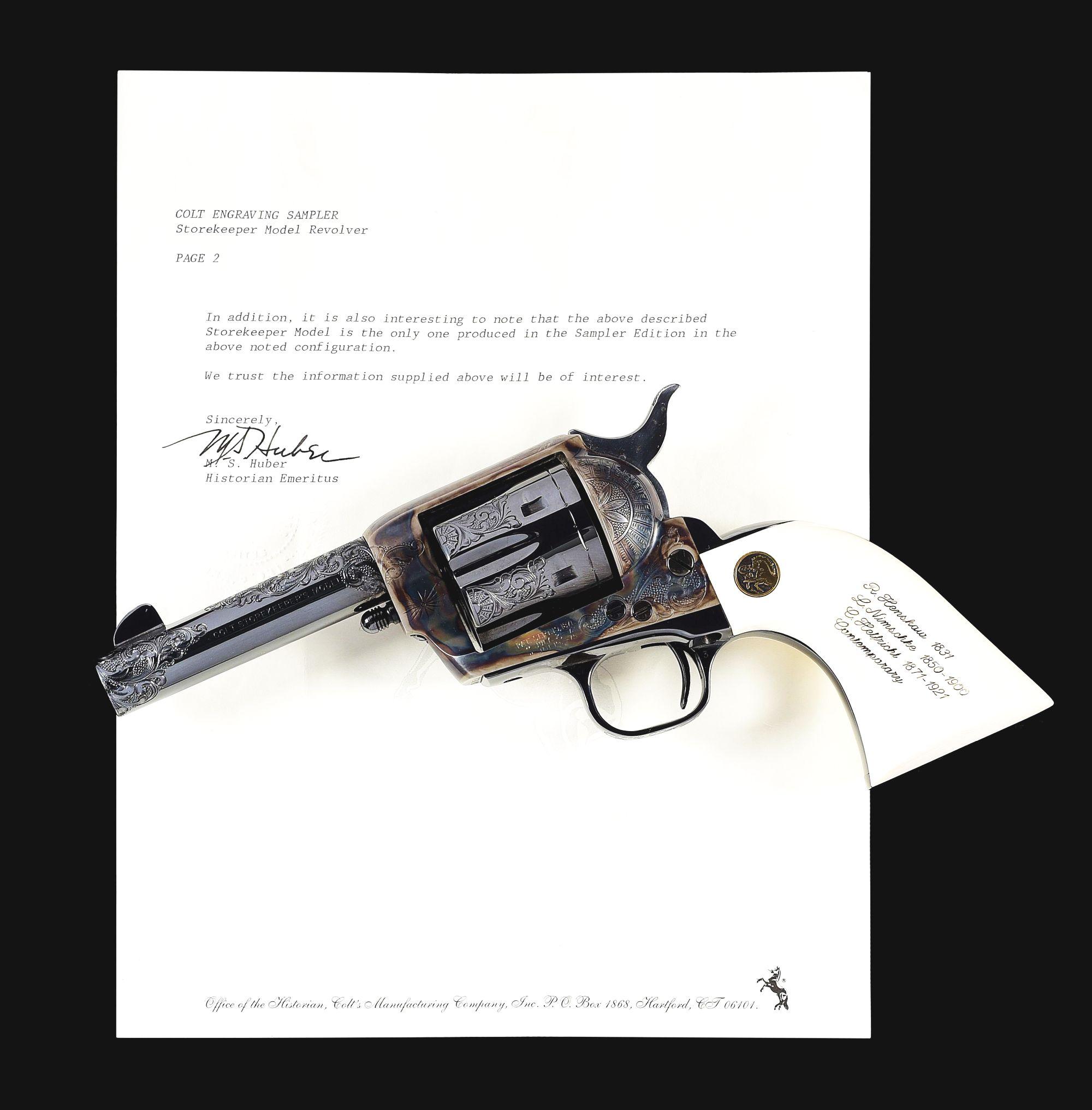 (M) COLT CUSTOM SHOP ENGRAVING SAMPLER "STOREKEEPER" MODEL SINGLE ACTION ARMY REVOLVER WITH FACTORY