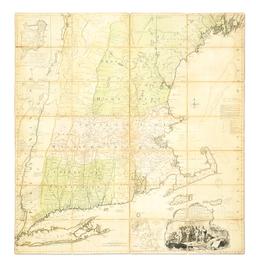 REVOLUTIONARY WAR THOMAS JEFFERYS 1774 MAP OF NEW ENGLAND LINEN CLOTH MOUNT.