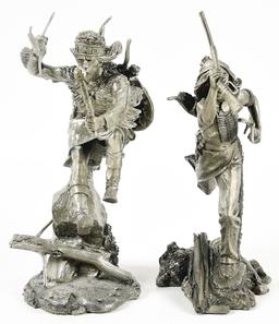 LOT OF 2: PEWTER SCULPTURES APACHE RAIDER AND CHEYENNE BRAVE