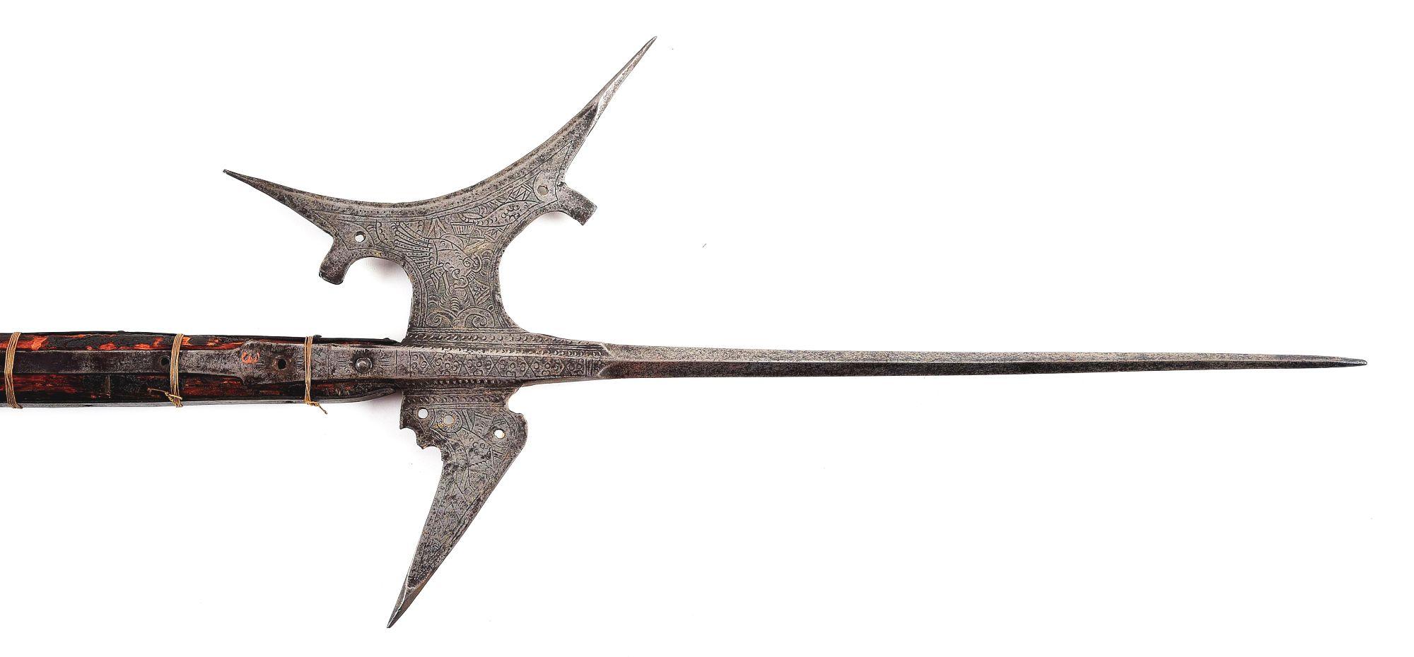 GERMAN HALBERD WITH ENGRAVED AND PUNCHED DECORATIONS