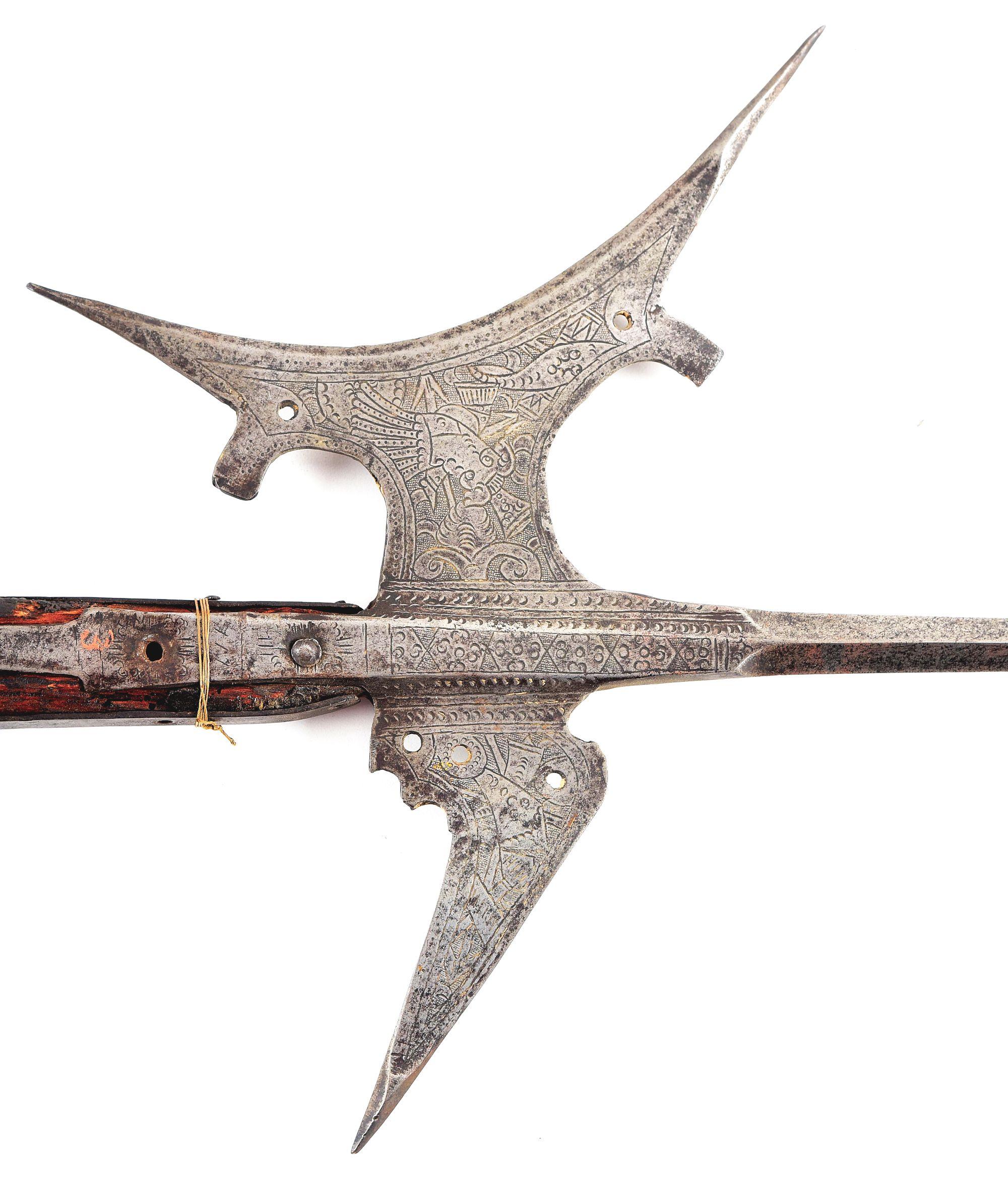 GERMAN HALBERD WITH ENGRAVED AND PUNCHED DECORATIONS