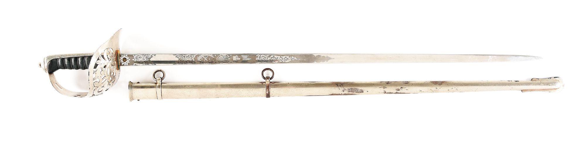 BRITISH PATTERN 1895 OFFICER'S SWORD WITH SCABBARD.