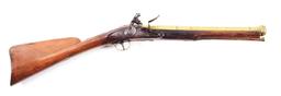 (A) A VERY RARE BRASS BARRELED FLINTLOCK BLUNDERBUSS BY BARBER.