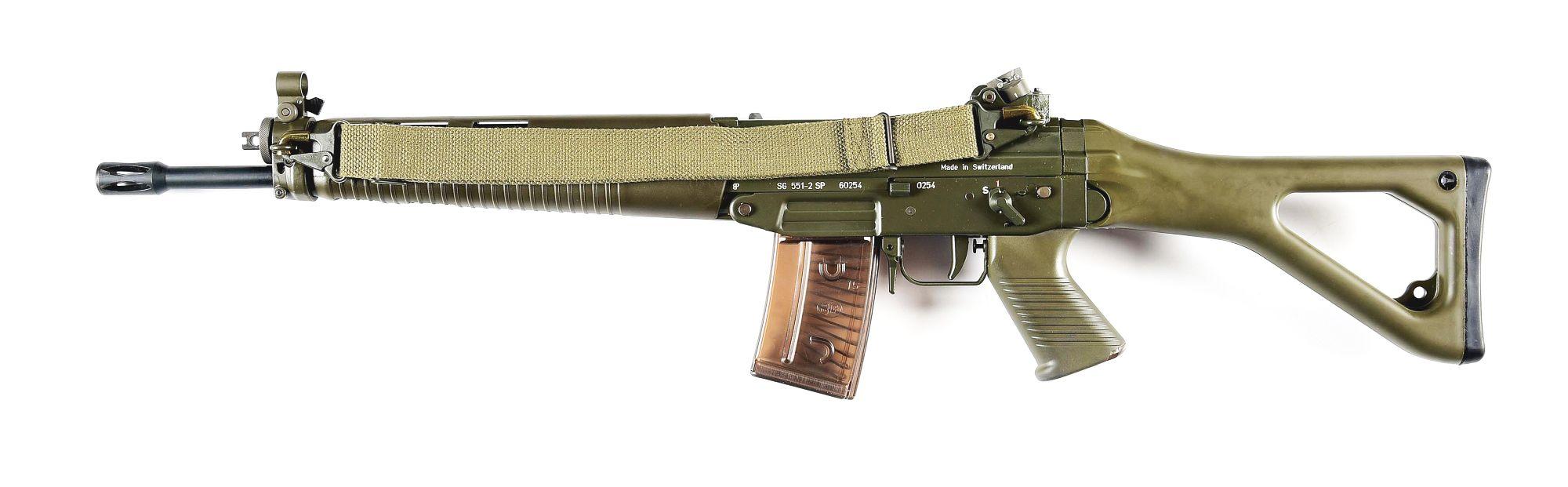 (M) GREEN PRE-BAN SIG 551-2 SP SEMI-AUTOMATIC RIFLE WITH FACTORY BOX.