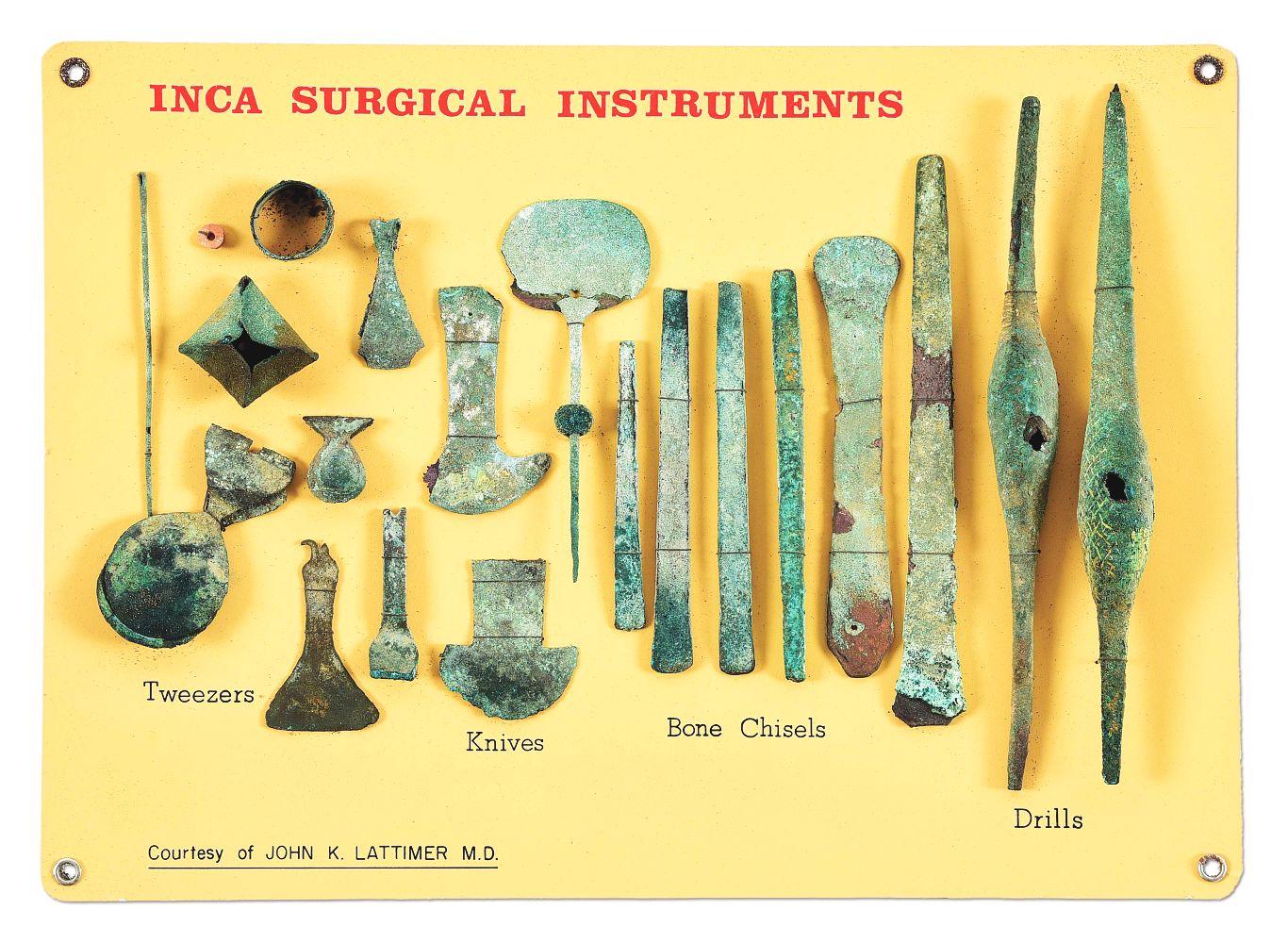 LOT OF INCAN BRAIN SURGICAL INSTRUMENTS.