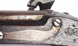 (A) LOT OF 2 PERCUSSION PISTOLS, NEW JERSEY MARKED US M1836 BY JOHNSON CONVERTED FROM FLINTLOCK AND
