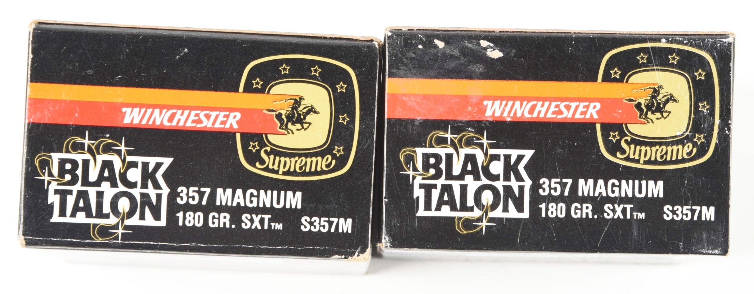 LOT OF 2: BOXES OF WINCHESTER BLACK TALON .357 MAGNUM AMMUNITION.