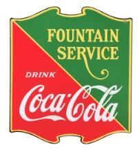COCA-COLA "FOUNTAIN SERVICE" DOUBLE SIDED PORCELAIN SIGN.