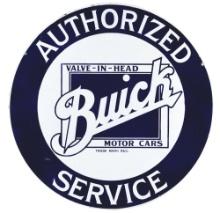 BUICK MOTOR CARS AUTHORIZED SERVICE PORCELAIN SIGN.