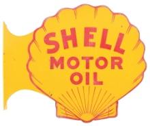 SHELL MOTOR OIL TIN SERVICE STATION FLANGE SIGN.