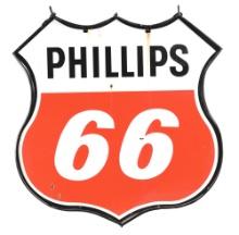 PHILLIPS 66 PORCELAIN SIGN W/ ORIGINAL HANGING BRACKET.