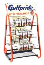 GULFPRIDE H. D. SELECT OIL CAN RACK STAND.