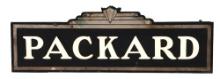 INCREDIBLE PACKARD AUTOMOBILES TIN & MILK GLASS DEALERSHIP SIGN W/ SAND PAINTED SURFACE.