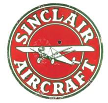 SINCLAIR AIRCRAFT PORCELAIN SIGN W/ ICONIC AIRPLANE GRAPHIC.
