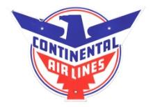 CONTINENTAL AIRLINES PORCELAIN TRUCK DOOR SIGN W/ EAGLE GRAPHIC.