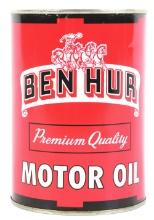 BEN HUR MOTOR OIL ONE QUART CAN W/ CHARIOT GRAPHIC.