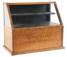 GOODYEAR TIRE SAVERS TIN LITHOGRAPH DISPLAY CASE W/ WINGED FOOT GRAPHIC.
