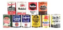 COLLECTION OF 10: VARIOUS ONE QUART MOTOR OIL CANS.